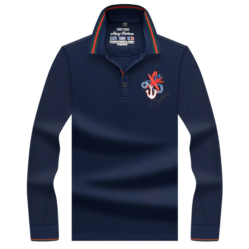 6 видов цветов 3D вышивка поло рубашка для мужчин 100% хлопок сплошной цвет футболки