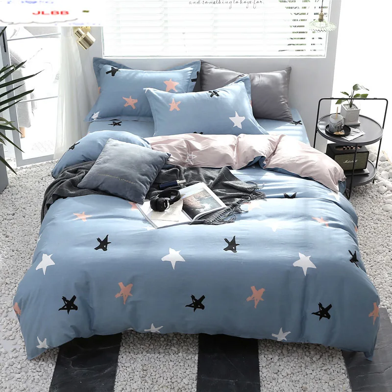 

Fantasy blue stars pattern Bed sheet Pillowcase Duvet Cover Sets Cotton Bedlinen king twin Full Size Bedding Set Pillowcase