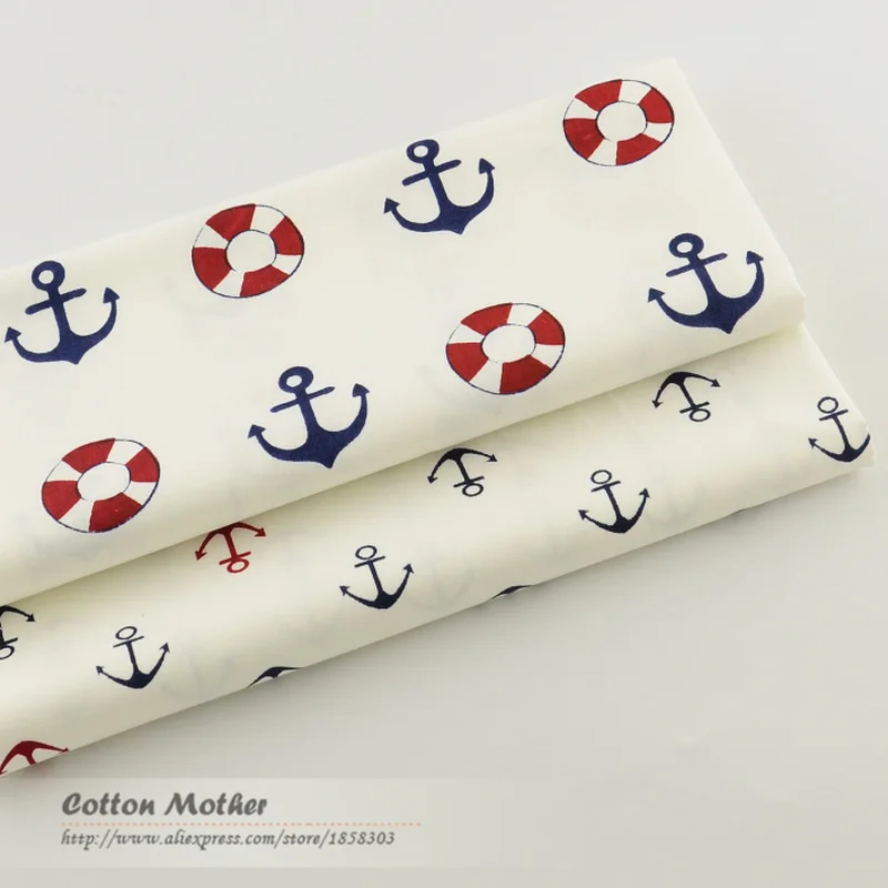 Хлопчатобумажная стеганая ткань 2 шт./лот с принтом якоря Белого моря 40x50 см Telas De