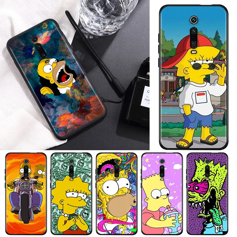 

Silicone Black Cover Cute Sim-pson Animation. For Xiaomi Redmi K40 K30i K30T K30S K20 10X GO S2 Y2 Pro Ultra Phone Case