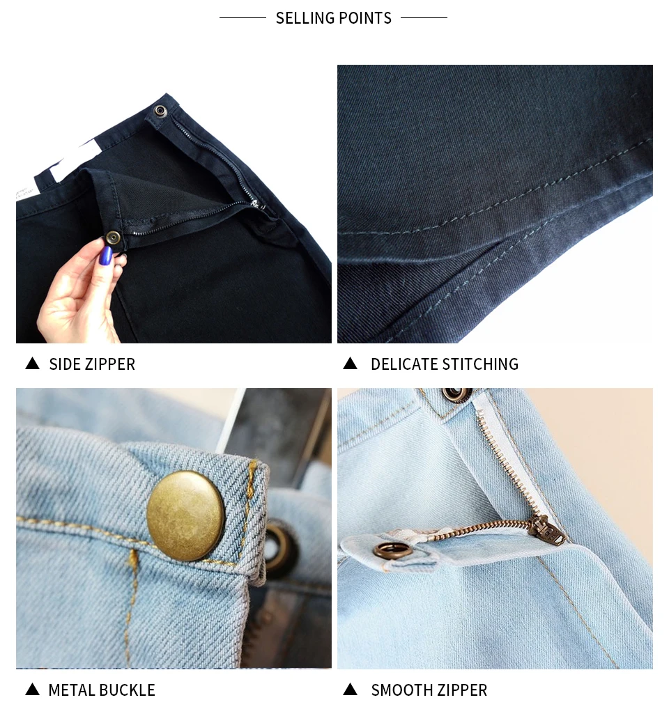 Шорты GOPLUS женские джинсовые с завышенной талией синие черные белые C1078 на лето