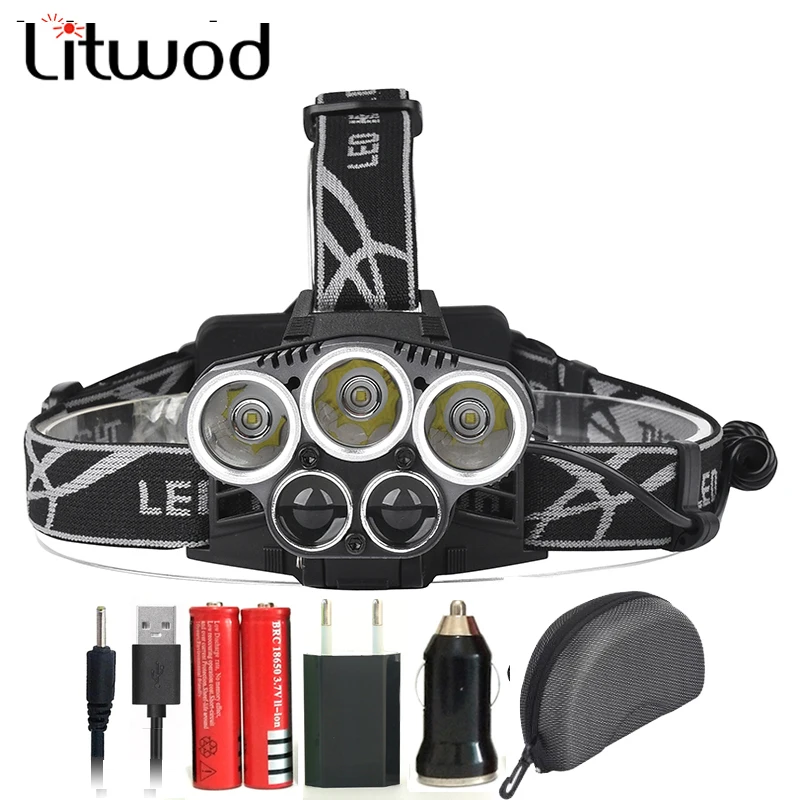 Светодиодный налобный фонарь 5 светодиодов микро светильник перезаряжаемый