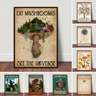 Постер с изображением съедобных грибов, ботаническая Картина на холсте, винтажная забавная Настенная картина для спальни, гостиной, домашний декор