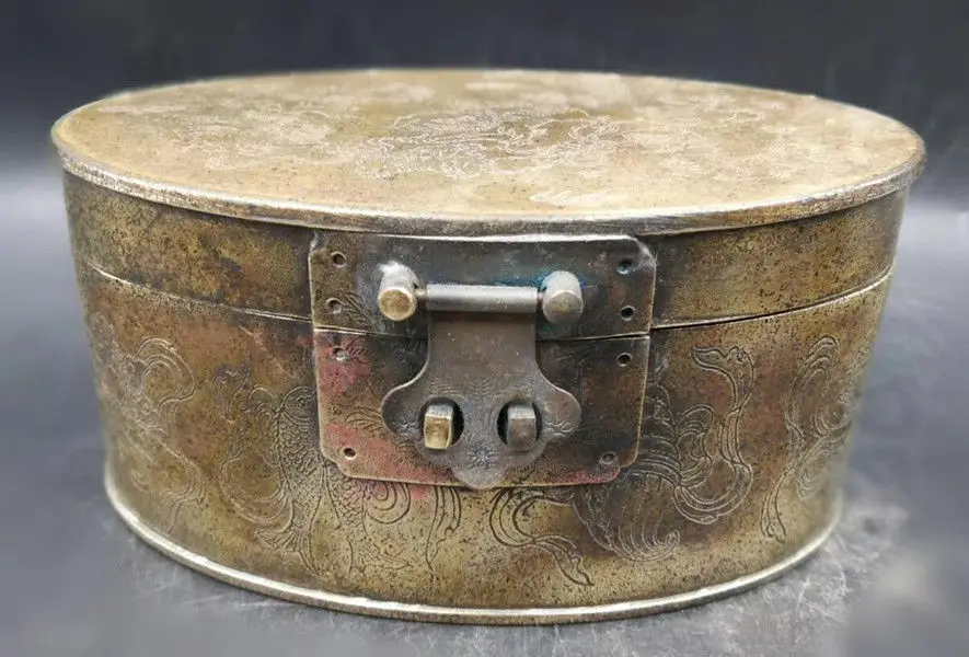 

Chinese Retro brass Elliptical jewellery box Home Furnishing supplies