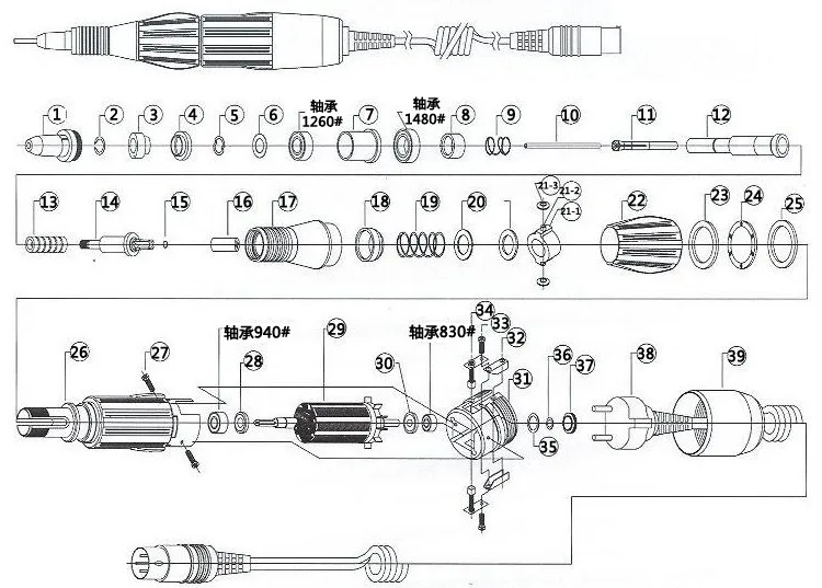 

Strong 210 90 204 &Marathon 102L 105L Handle Spindle For Electric manicure machine Nail Drill Milling Cutters Accessories