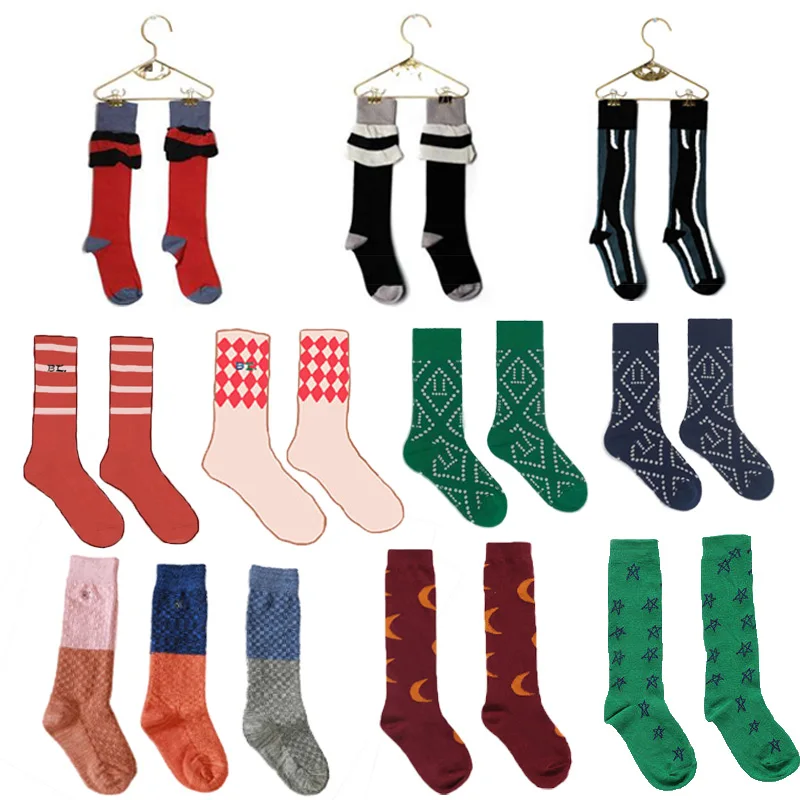 Осень зима 2020 детские гольфы до колена для новорожденных носки с геометрическим