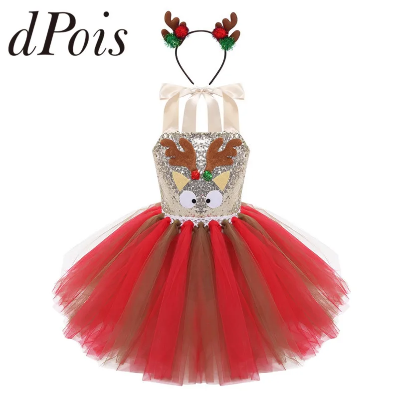 Детский костюм для рождественской вечеринки девочек наряд на Рождество платье