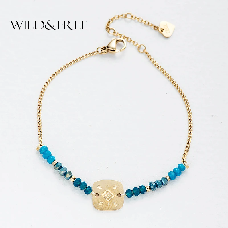 Wild &amp Free новый золотой прямоугольник из нержавеющей стали с геометрическим