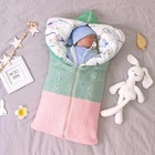 Спальный мешок для новорожденных, вязаный конверт, утепленный, на молнии, с защитой от ударов, зимний, для младенцев