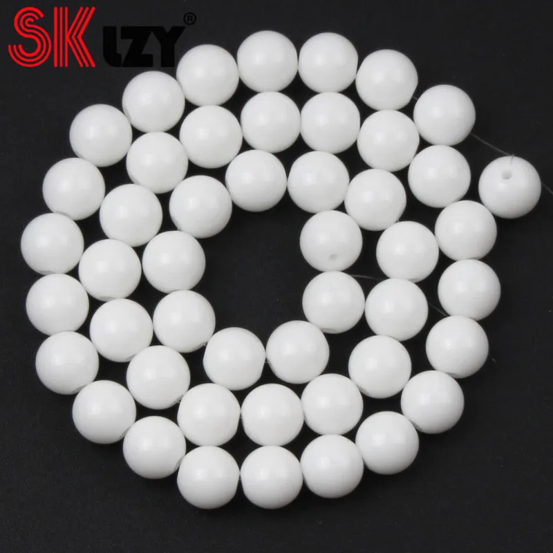 

Natural Stone Beads White Round Beads for Jewelry Making Diy Bracelet Necklace Spacer Loose Beads 15" 4/6/8/10/12/14mm