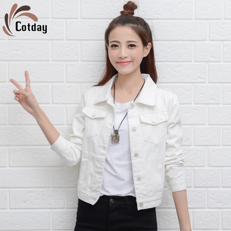 Cotday с отложным воротником и длинными рукавами Белый однобортный Короткие