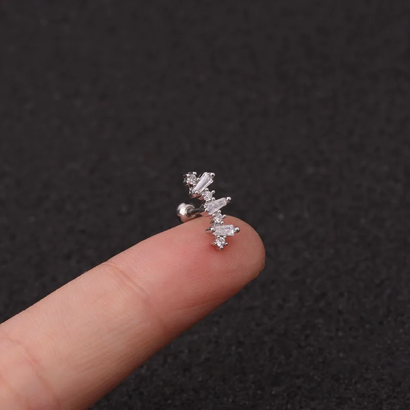 Feelgood 10pcs/lot 20g Stainless Steel Screw Back Stud Cz Ear Cartilage Earring Tragus Helix Conch Rook Piercing Jewelry | Украшения и