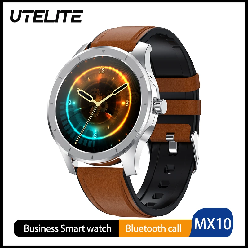 

UTELITE MX10 Smart Watch 1.28 inch IPS 256M Storage Men's Watch BT Call IP68 Waterproof Sport Business Smartwatch PK MX11 L13