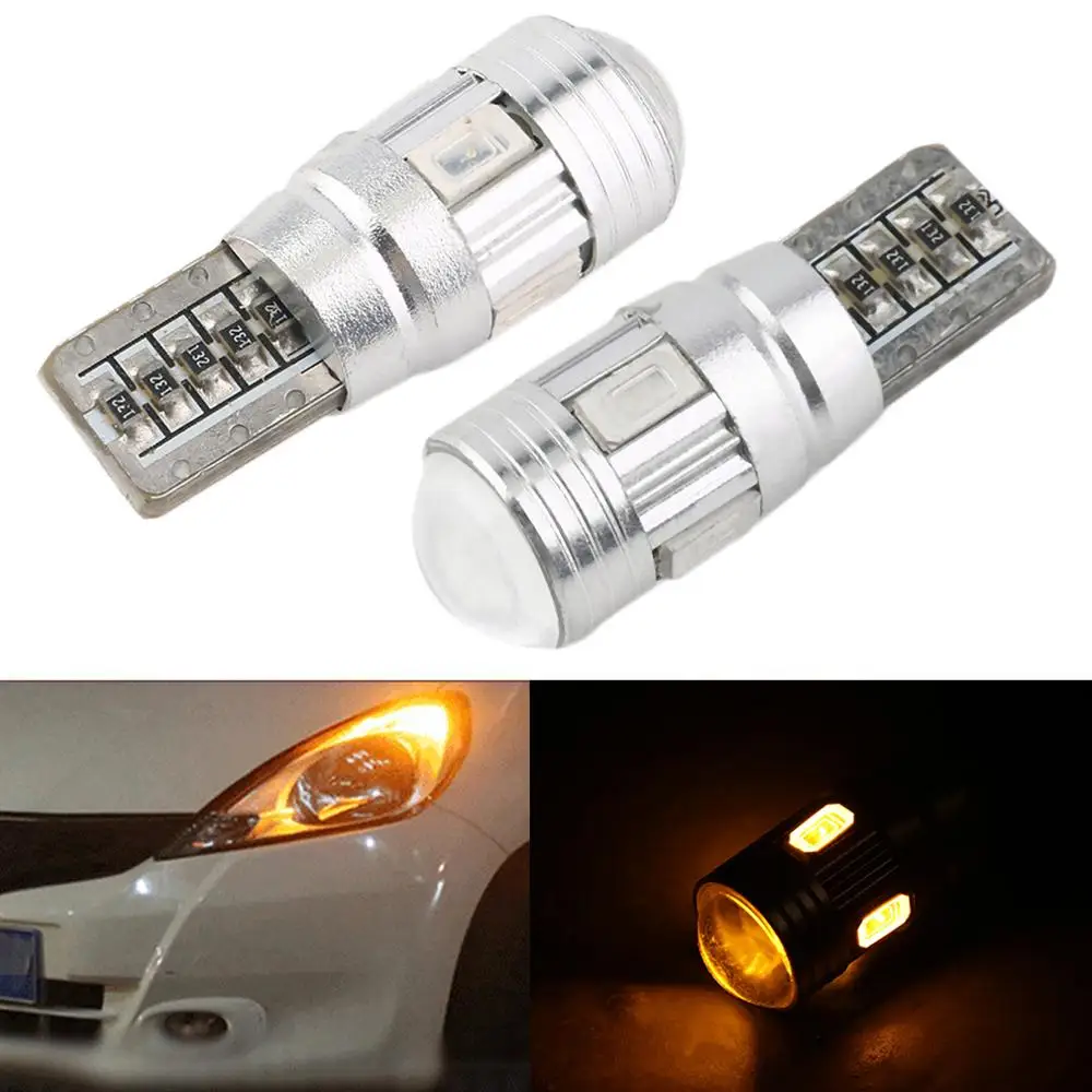 

10X T10 501 W5W Car Sidelight Bulb Error Free Canbus 6SMD LED Xenon Yellow Built in Resistor to Prevent Repeat Flickering