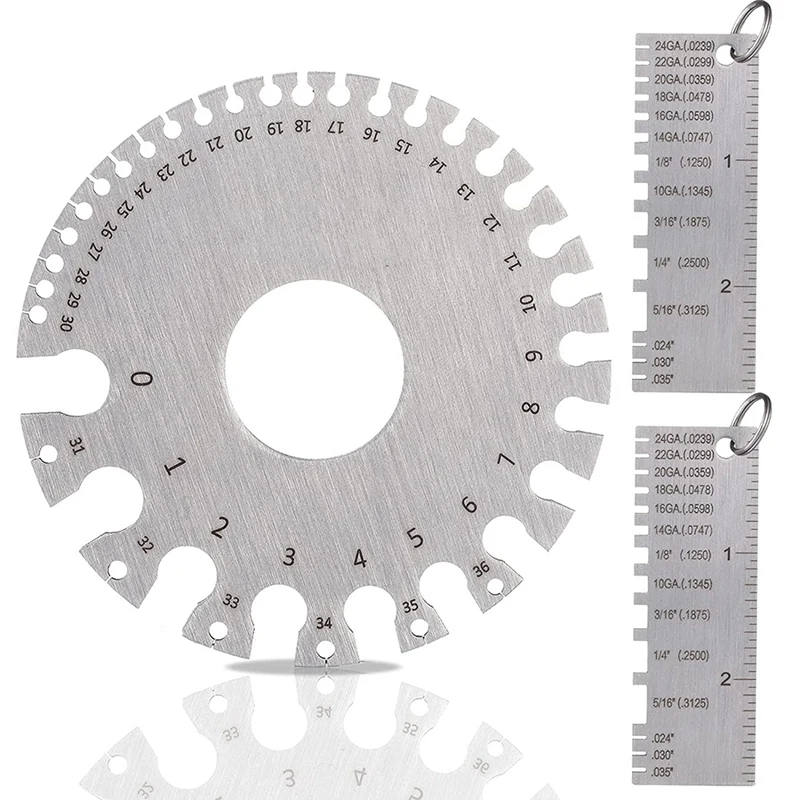 

Толщиномер для листового металла, двухсторонний круглый прибор для измерения толщины проволоки, набор из 3 шт.