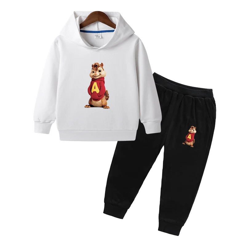 

Autumn 2021 Children's Long Sleeved Hoodies Sets and The Chipmunk Sweatshirts Red Cotton Boy Girl Clothes 2-10Y