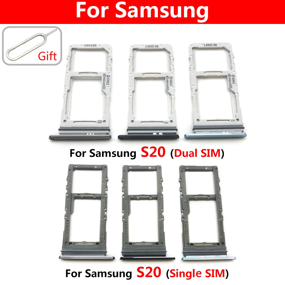 

For Samsung S20 SIM Card Tray Slot SD Reader Dual Holder For Samsung S20 Sim Card Tray Single Holder With Repair Tools