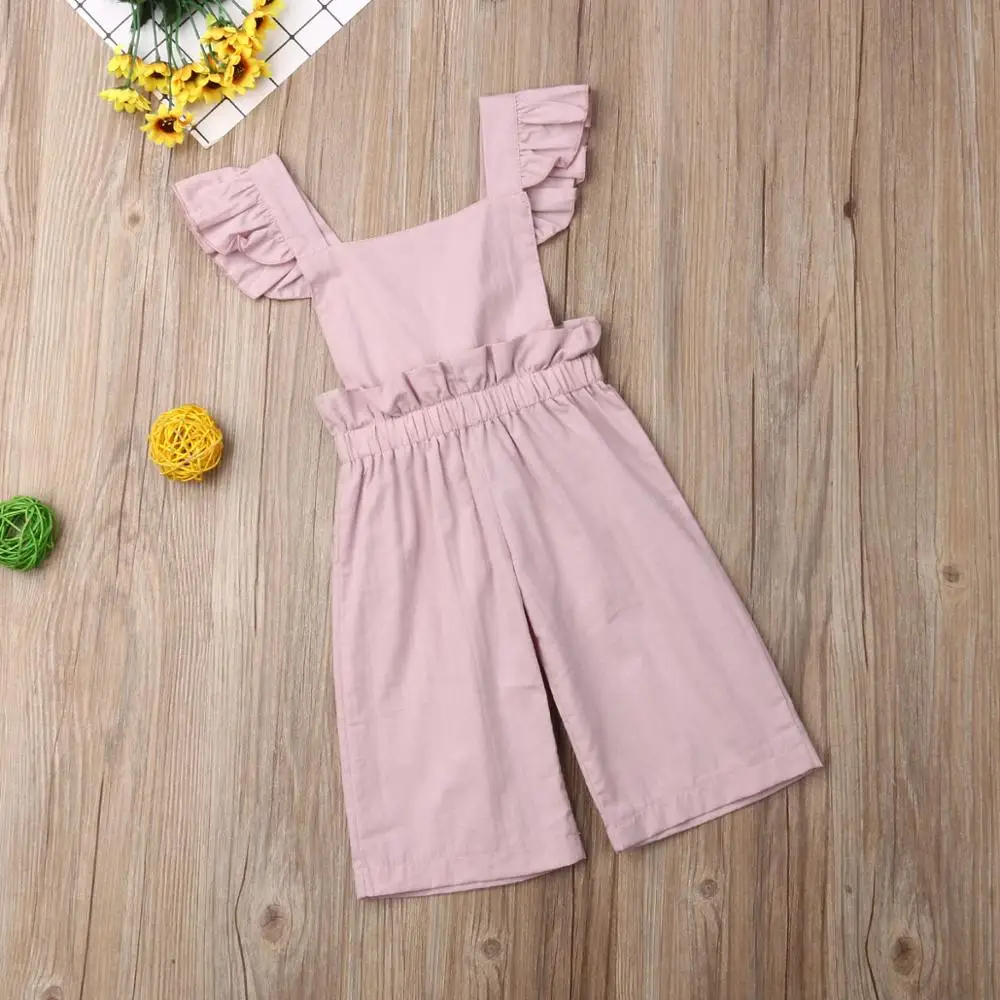 Детский однотонный комбинезон без рукавов PUDCOCO для маленьких девочек длинные
