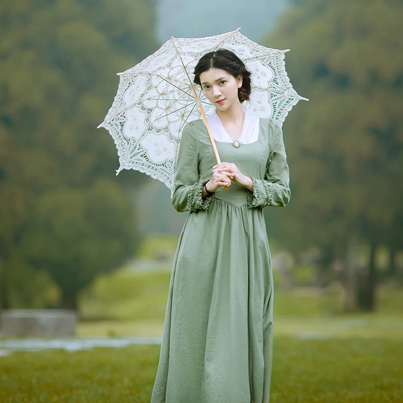 Женское длинное платье с V-образным вырезом светильник-зеленое элегантное