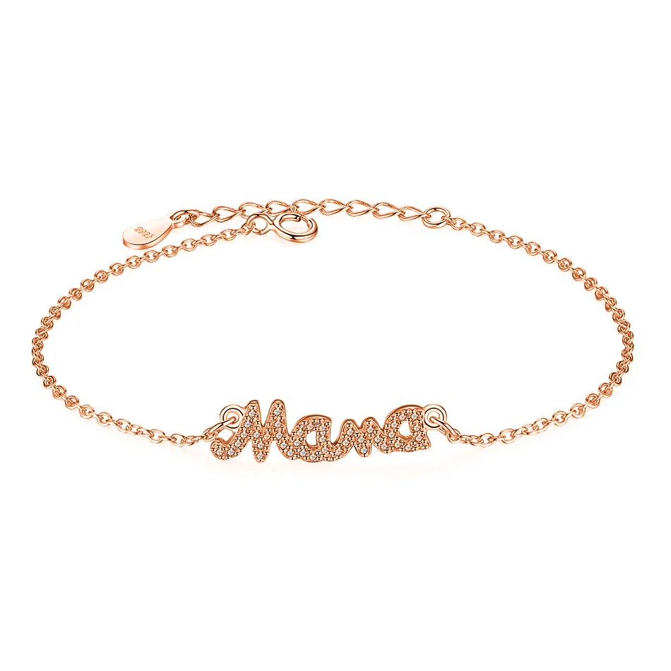 EVOJEW Оригинальное 925 пробы серебро I Love Mama Браслеты для Женский браслет-цепочка украшение браслет feminina подарок на день матери - Окраска металла: YS1227 rose gold