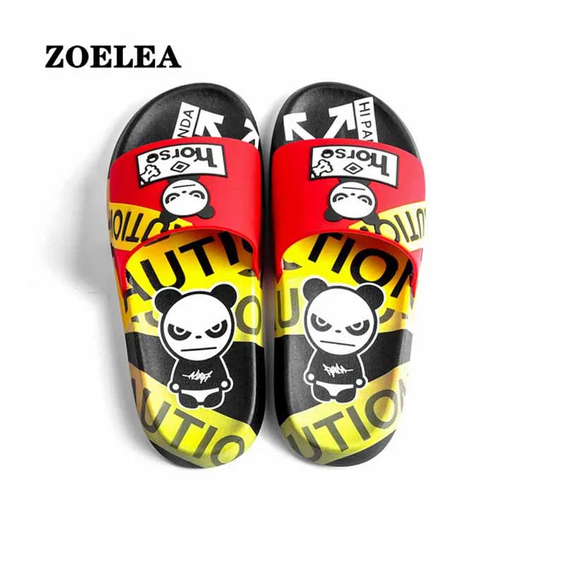

Summer 2021 Thick Sole Home Women Slippers Platform Flat Shoes Non-Slip Living Room Couples Cartoons Indoor Fashion