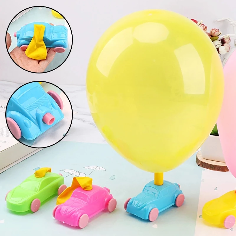 

New Creative DIY Balloon Powered Car Recoil Force Science Technology Experiment Students Toys For Baby Kids Random Color