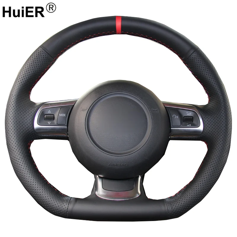 HuiER рука шить чехол рулевого колеса автомобиля для Audi TT TTS(8J) 2006-2013 A3 S3(8 P) Sportback 2008-2010 2011 2012 R8(42