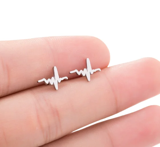 Hfarich геометрические нерегулярные золотые ЭКГ сердцебиения маленькие серьги в