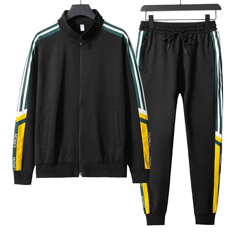 

Men's Tracksuit Men 2 Piece Set Men 2021 Spring New Casual Jackets Sportswear Sweatshirt Black Jogging Sweatpants Tracksuit Men