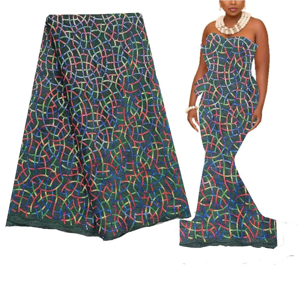 

Red Nigerian Velvet Lace Fabrics with Sequence Embroidered 2020 Blue African Lace Fabric Indian Wedding Latest Lace Fabric 2020