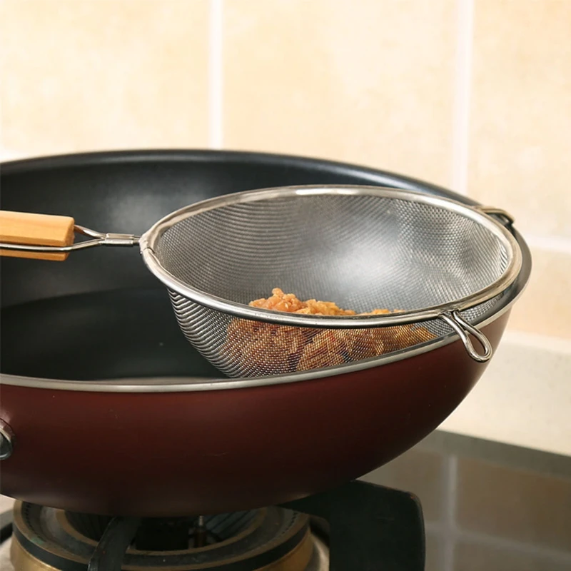 2020 новый двойной сетчатый фильтр из нержавеющей стали Дуршлаг Сито деревянная