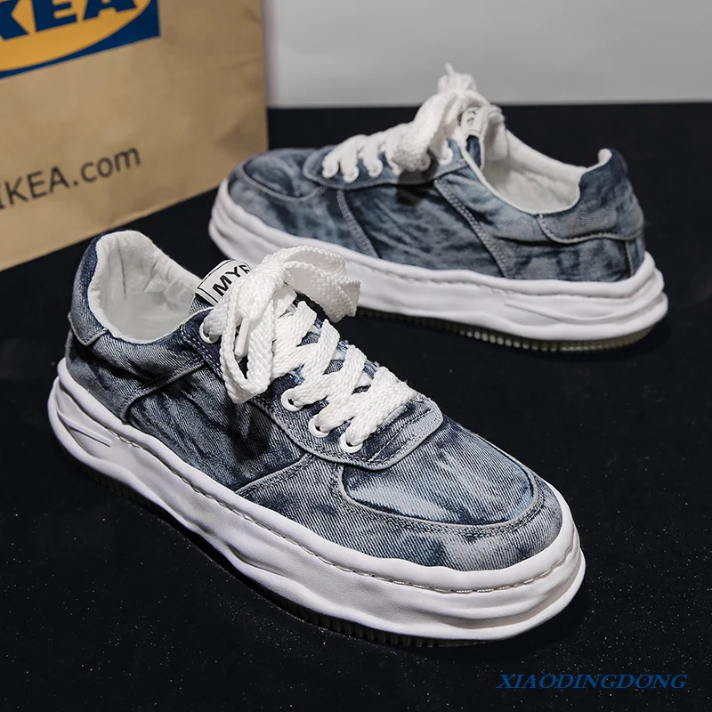 

Japanese Men Casual Canvas Sneakers New Retro Blue Men's Canvas Footwear Street Platform Skateboard Shoes Man calzado hombre