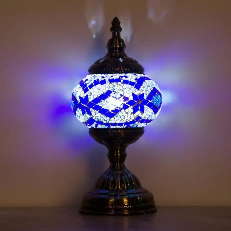 Andmade Турецкая мозаичная Настольная лампа с алмазной мозаики Фонари Бронзовый