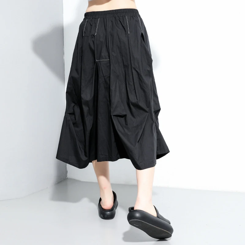 

CHICEVER Patchwork Women's Skirt High Waist Pocket Irregular Hem Midi Skirts Female Summer 2020 Casual Fashion Clothes New