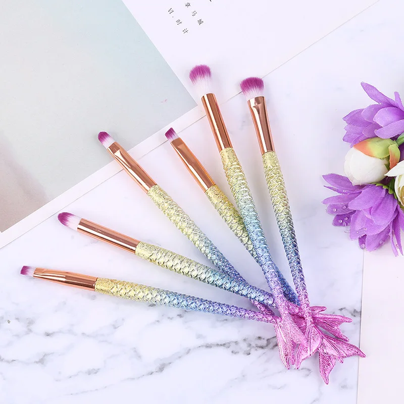Professional Mermaid Makeup Brushes Set Eye Set Kits Shadow Eyeliner High Quality Makeup Brush Tools Eyebrow Tools Kit