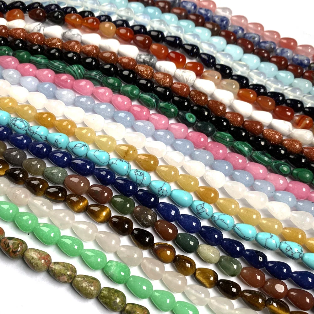 

Natural Stone Water Drop Shape Loose Beads Crystal Semifinished String Bead for Jewelry Making DIY Bracelet Necklace Accessories