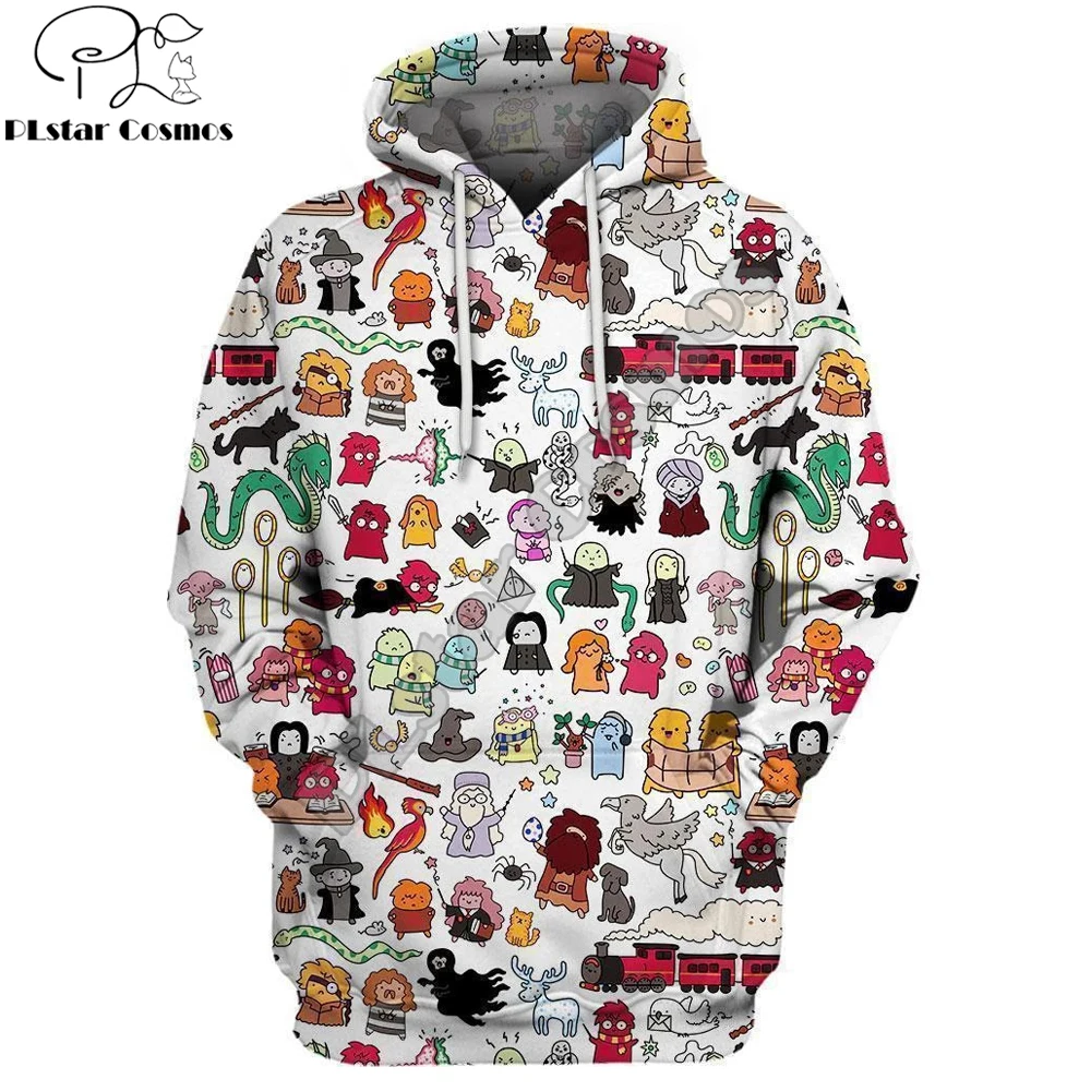 

2019 New Fashion Cartoon Hoodie 3D Printed Magic World character collage Sweatshirt Unisex Casual streetwear sudadera hombre