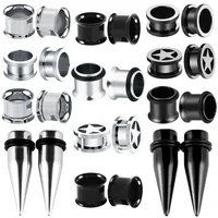1pairlot 316l surgical steel ear flesh tunnel plugs double flared hollow screw ear expander ear stretchers plugs and tunnels