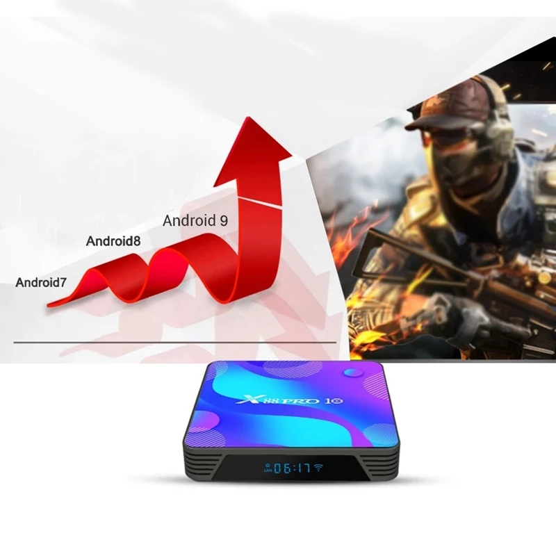 

X88 PRO 10 Android 10.0 Smart TV Box UHD 4K Media Player RK3318 2GB/16GB 2.4G/5G Dual-Band WiFi BT4.0 100M LAN(EU Plug)