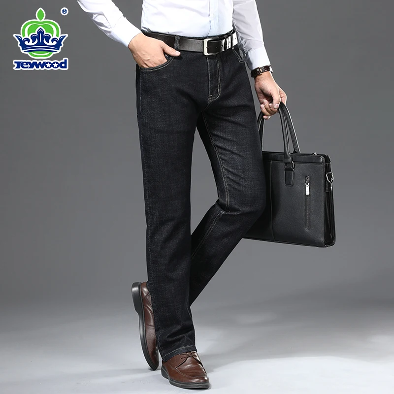 

JEYWOOD Brand New Soft Men's Jeans Business Straight-leg Classic High Waist Denim Pants Trousers Male Oversize 35 40 42 44 46