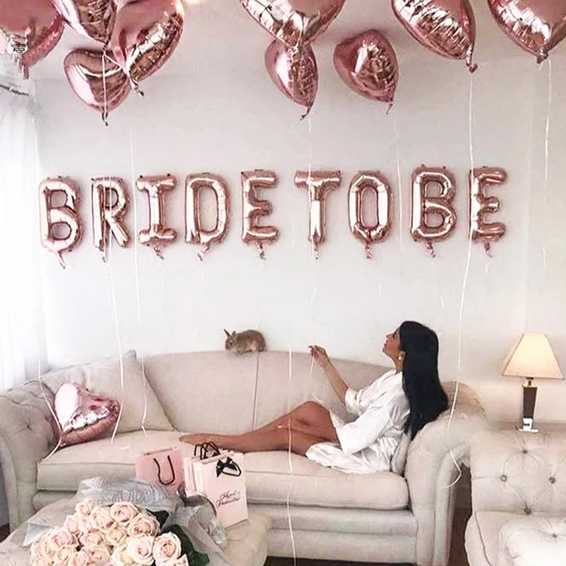 

16inch Rose Gold Bride To Be Letter Foil Balloons Wedding Hen Bachelorette Party Decor Supplies Love Alphabe Air Globos Ballons