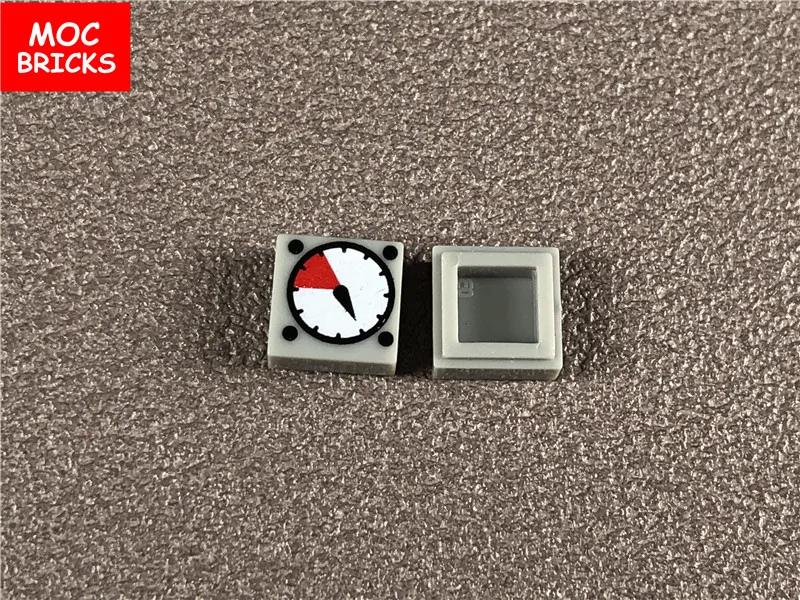 10 шт./лот MOC кирпичи плитка 1x1 с белым и красным шаблоном подходит для 3070bp07