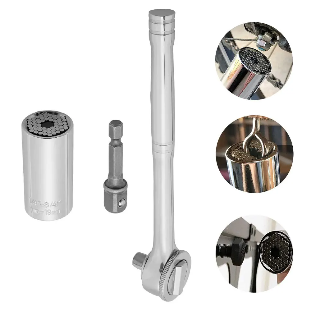 

Универсальный торцевой гаечный ключ 3 шт., универсальный торцевой ключ 7-19 мм, многофункциональный гаечный ключ, саморегулирующийся инструм...