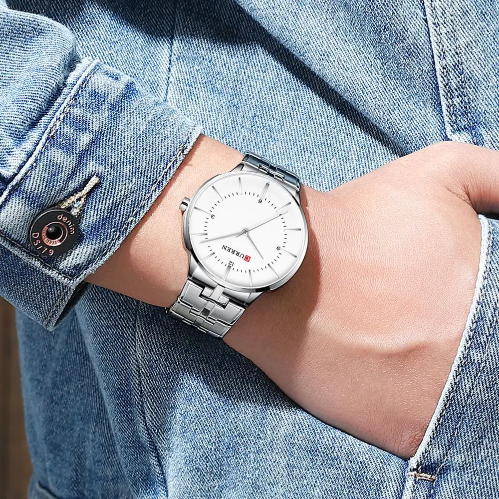 CURREN Reloj Hombre новые мужские часы из нержавеющей стали мужские наручные часы спортивные водонепроницаемые кварцевые мужские часы Montre Homme