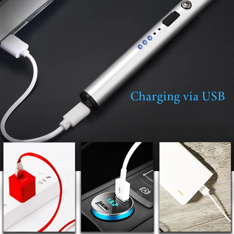 Candle Lighter Long Neck Windproof Electric Arc for Gas Stove Fireplace BBQ Kitchen Grills | Дом и сад