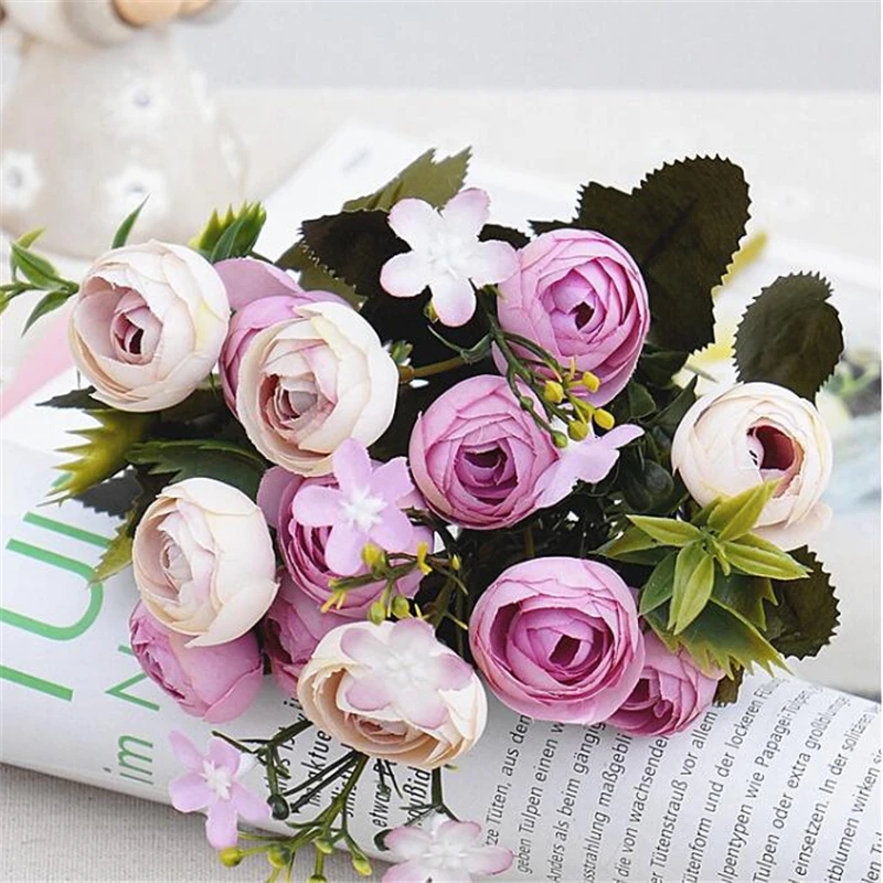 Шелковый Искусственный Пион пионы искусственные Цветы маленькая Роза Чай Почки