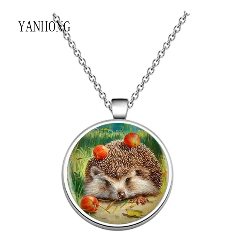 

Fashion jewelry 60cm-6cm Girl Necklace Pendant fog hedgehog glass dome 25mm pendant friend birthday