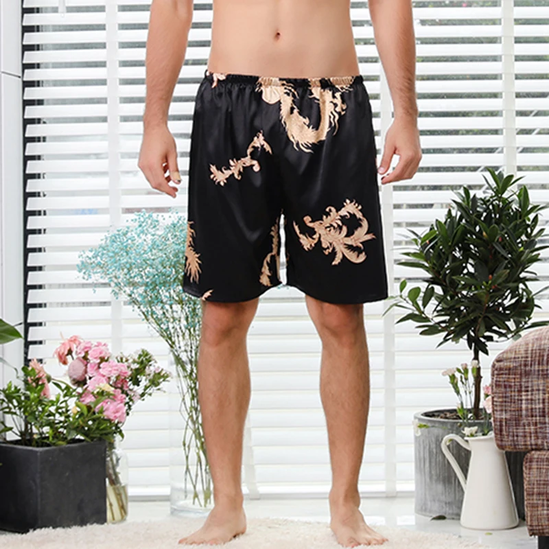 High-End New Simulation Silk Men's Pajama Pants Large Size Beach Pants Summer Breathable Casual Loose Men Shorts