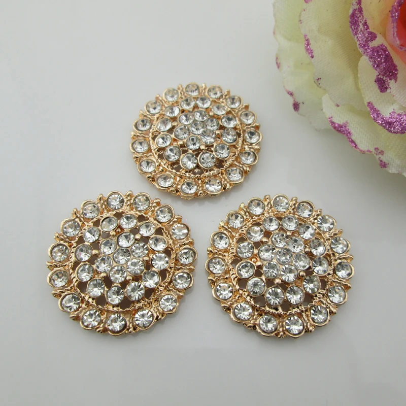 Пуговицы круглые из сплава со стразами 30 мм 5 шт./лот | Дом и сад