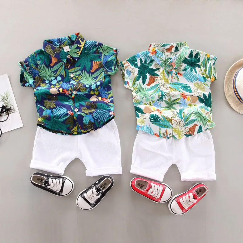 

2021 summer short sleeve pants suit Pullover cartoon manyin casual children's children's boys shirt fashion suit boys clothes